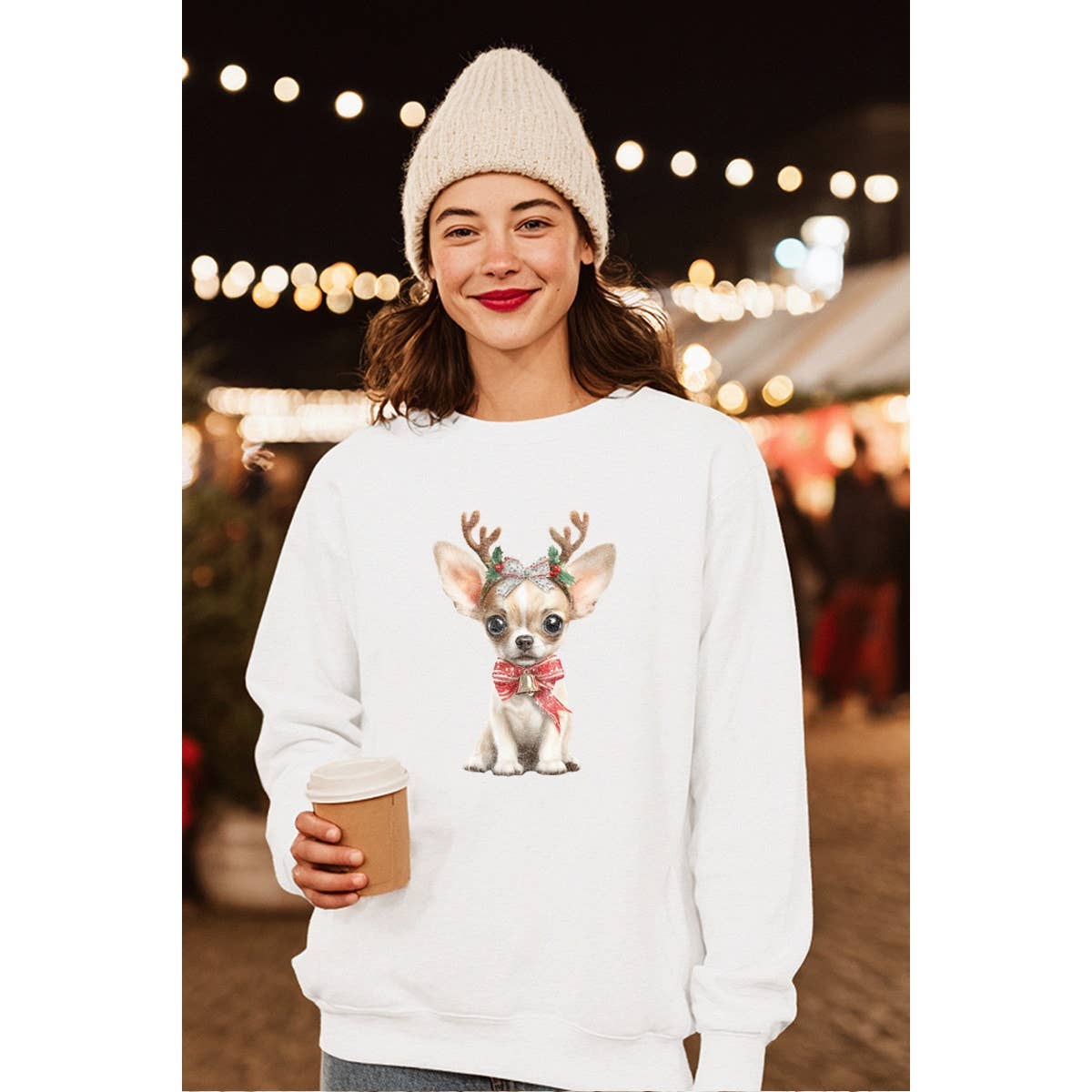 Chihuahua Puppy Christmas Vintage  Graphic Sweatshirts