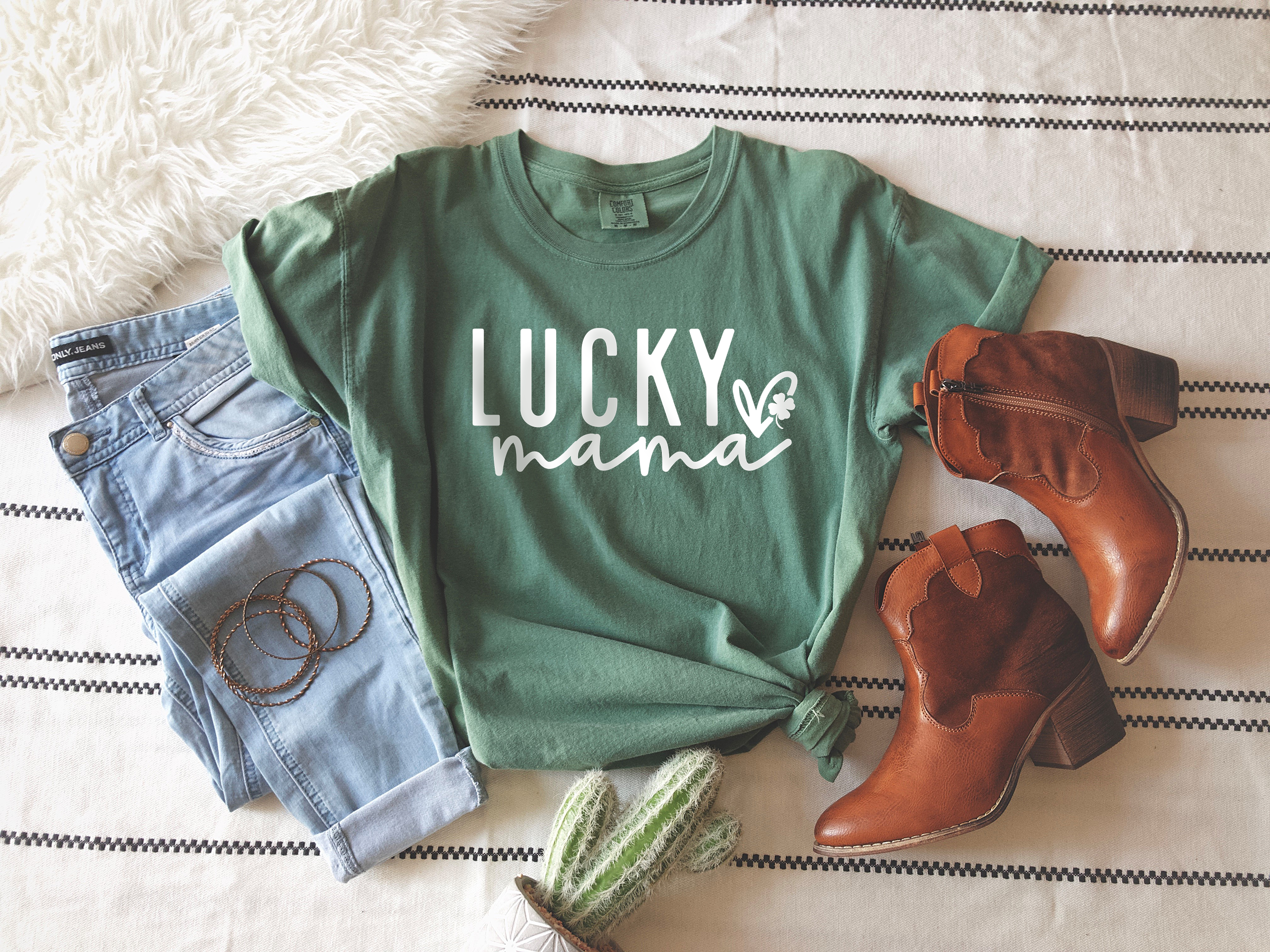 Lucky Mama, St. Patrick's Day Graphic Tee, Trendy Apparel