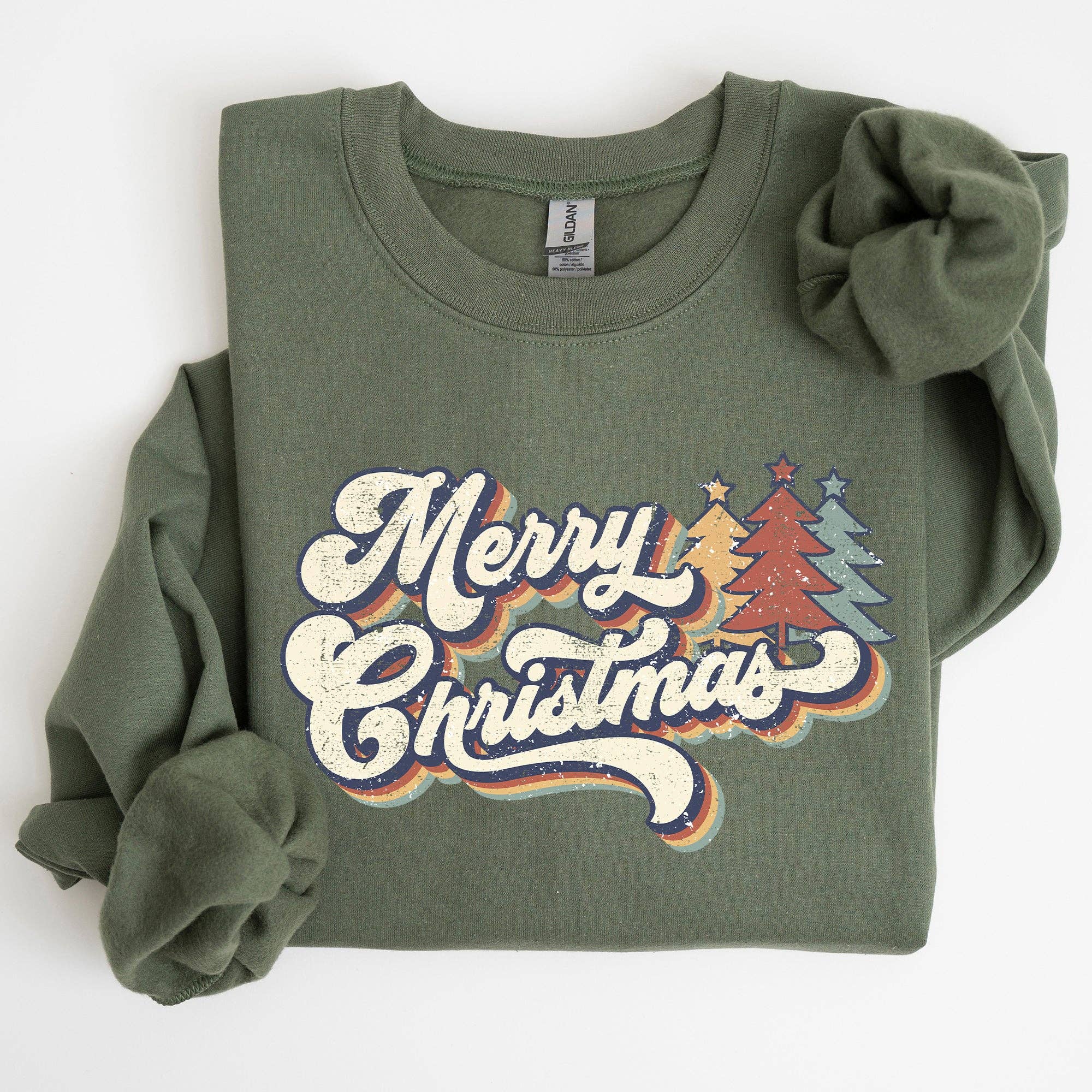 Merry Christmas, Colorful Retro, Christmas Winter Sweatshirt