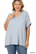 , [Plus Size] Brushed Dty Vneck Top