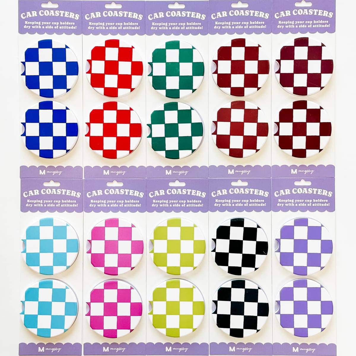 Checkered Car Coasters, Summer, Game Day, Car Coasters
