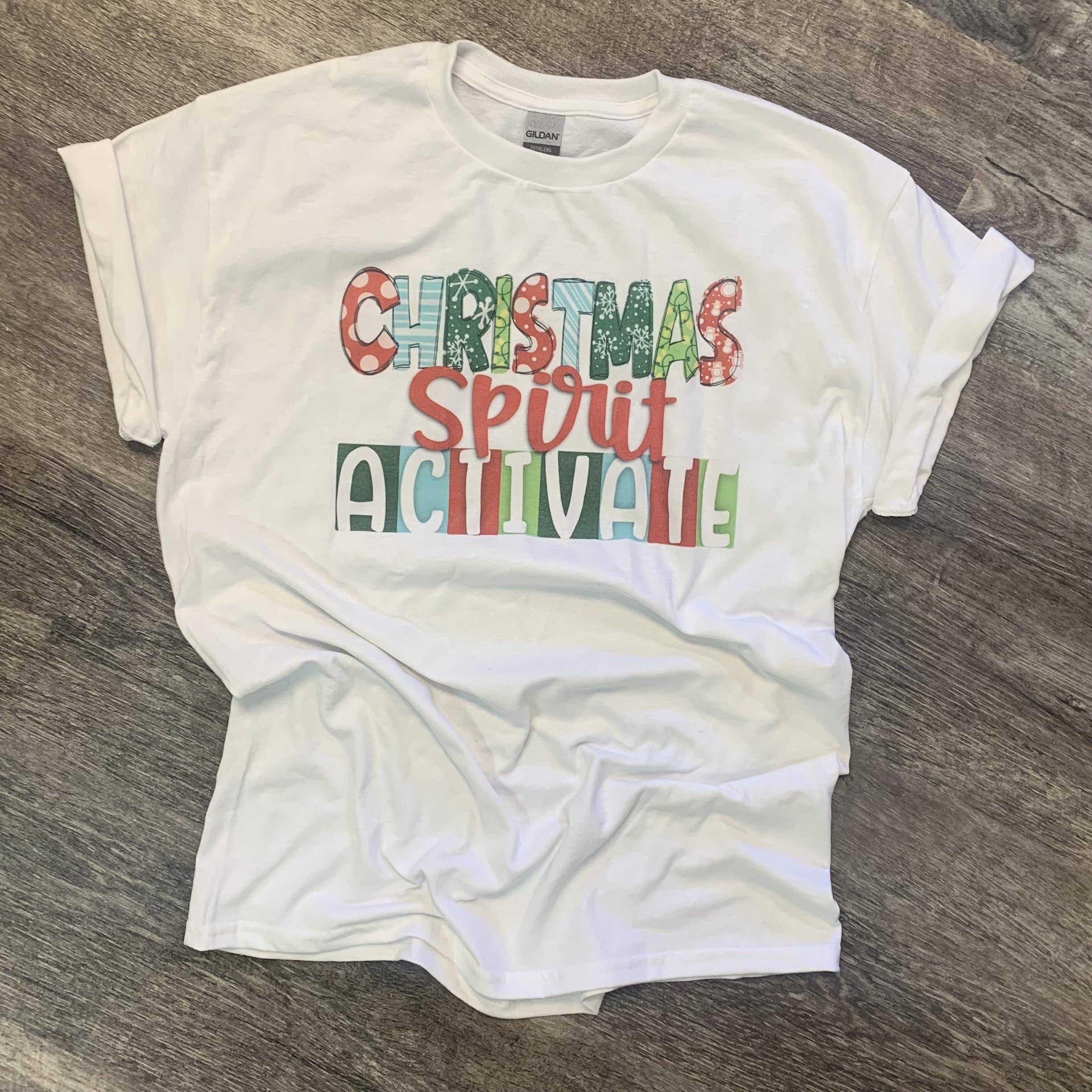 Christmas Spirit Activate On White Tee