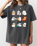 Book Lover Mini Ghosts, Skeleton, Coffin, Halloween T-Shirt