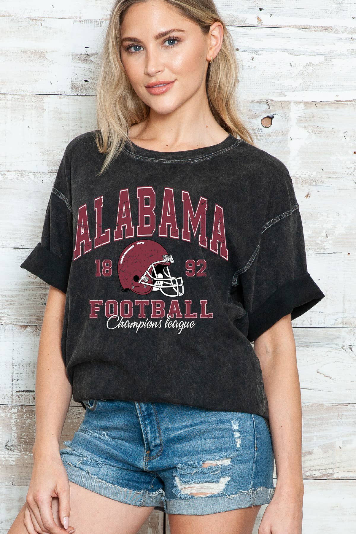 Women Football Graphic Print Mineral Wash Oversize