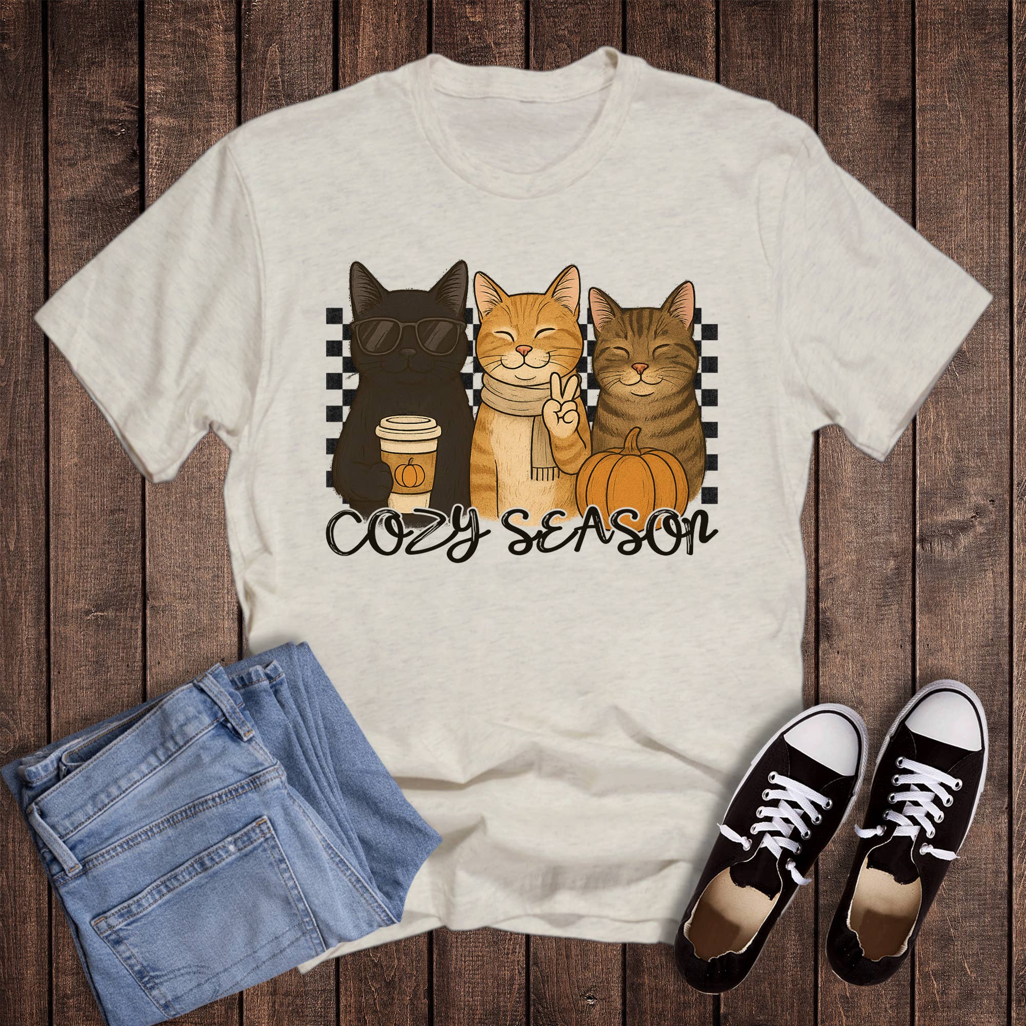 Fall Cozy Season Cats Graphic Tee