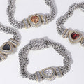 Cz Heart Charm 3 Layered Box Chain Bracelet