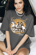 Women Wild West Graphic Print Oversize Top