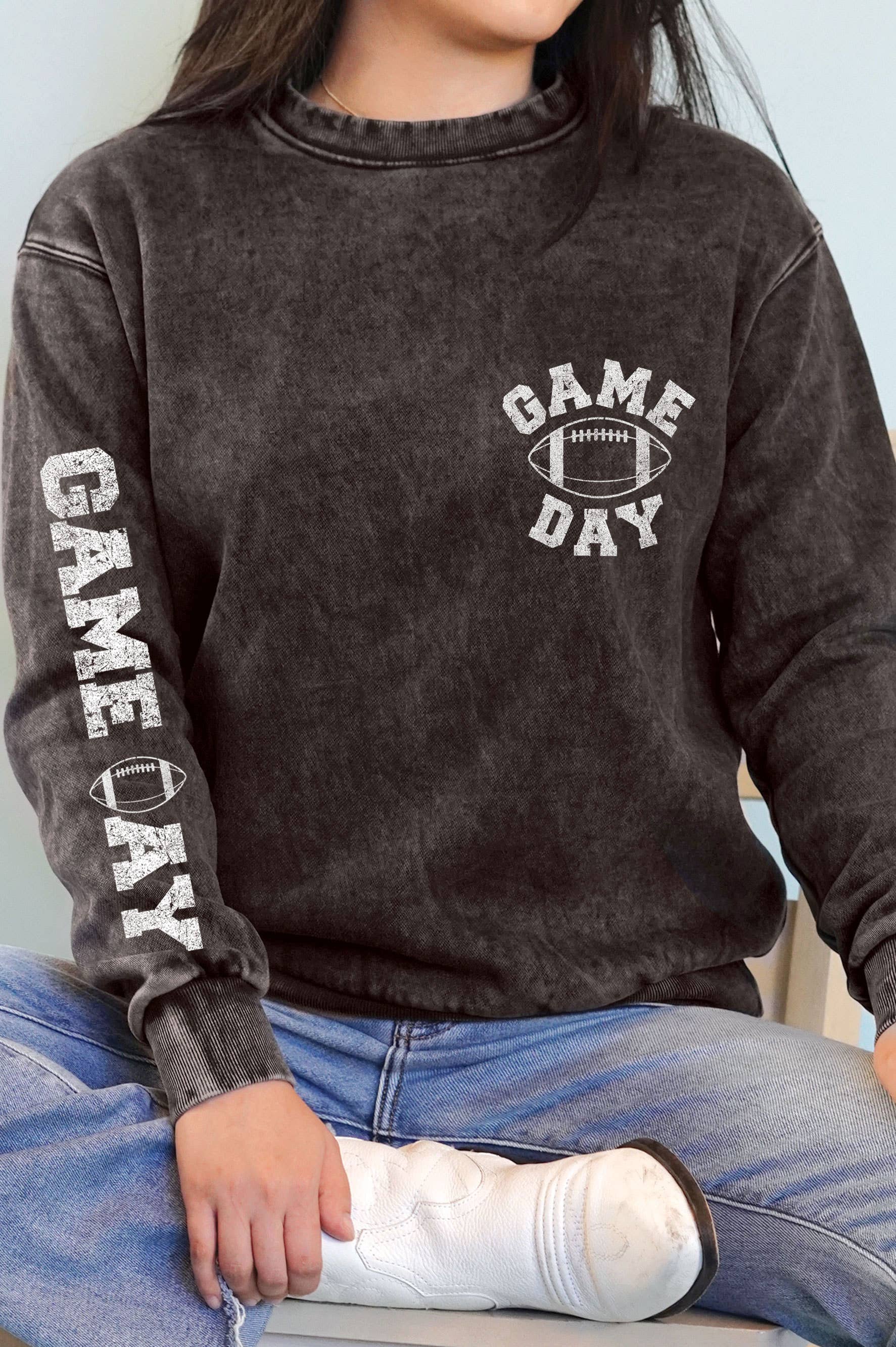 Game Day Football Puff Mineral Graphic Brushed Sweatshirt