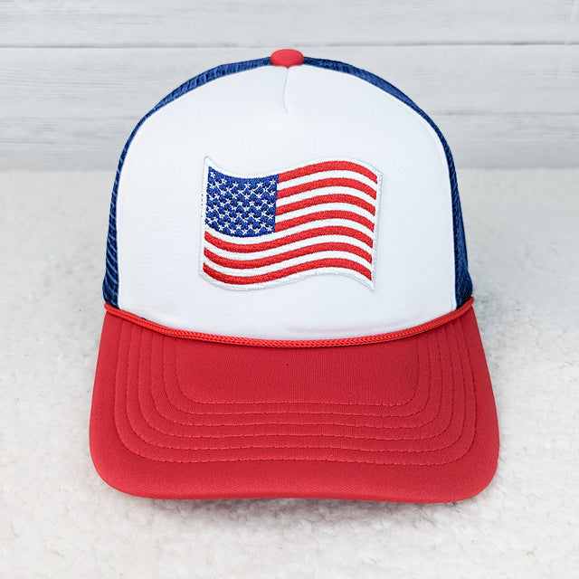 American Flag Red White and Blue Trucker Cap