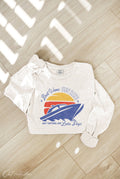 Boat Waves  Mineral Washed Long Sleeve Graphic