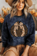 Leopard Flower Pumpkin Mineral Graphic Brushed Sweatshirt