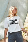 Weekends Coffee and Baseball Mineral Washed Graphic Top