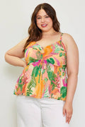 Plus Size Printed Ruched Cami Top