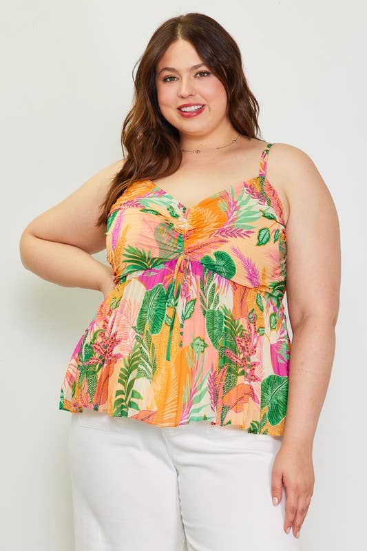 Plus Size Printed Ruched Cami Top