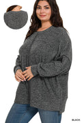 ...1215 Plus Brushed Melange Hacci Oversized Sweater SI-23839