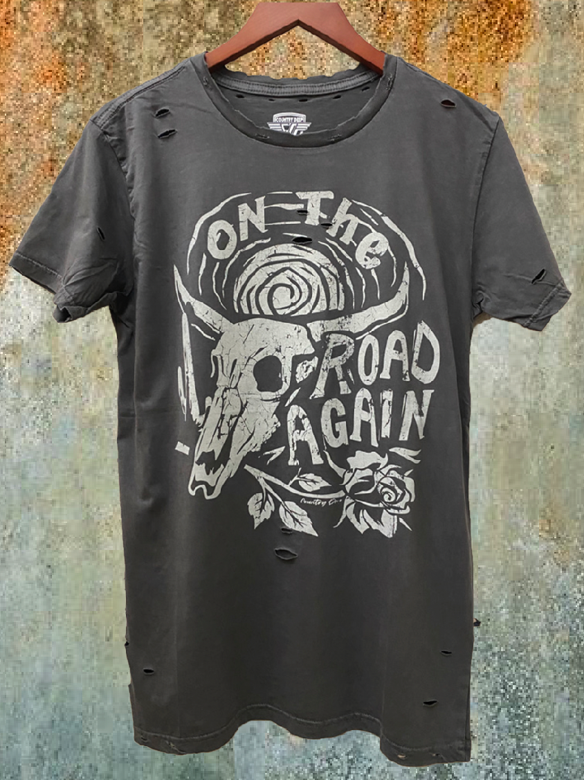 On the Road Again Distressed T-Shirt