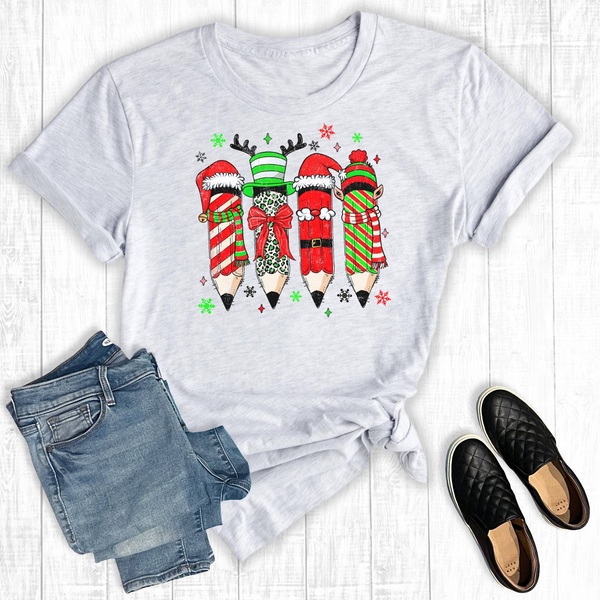 Teacher Christmas Pencils Graphic Tee