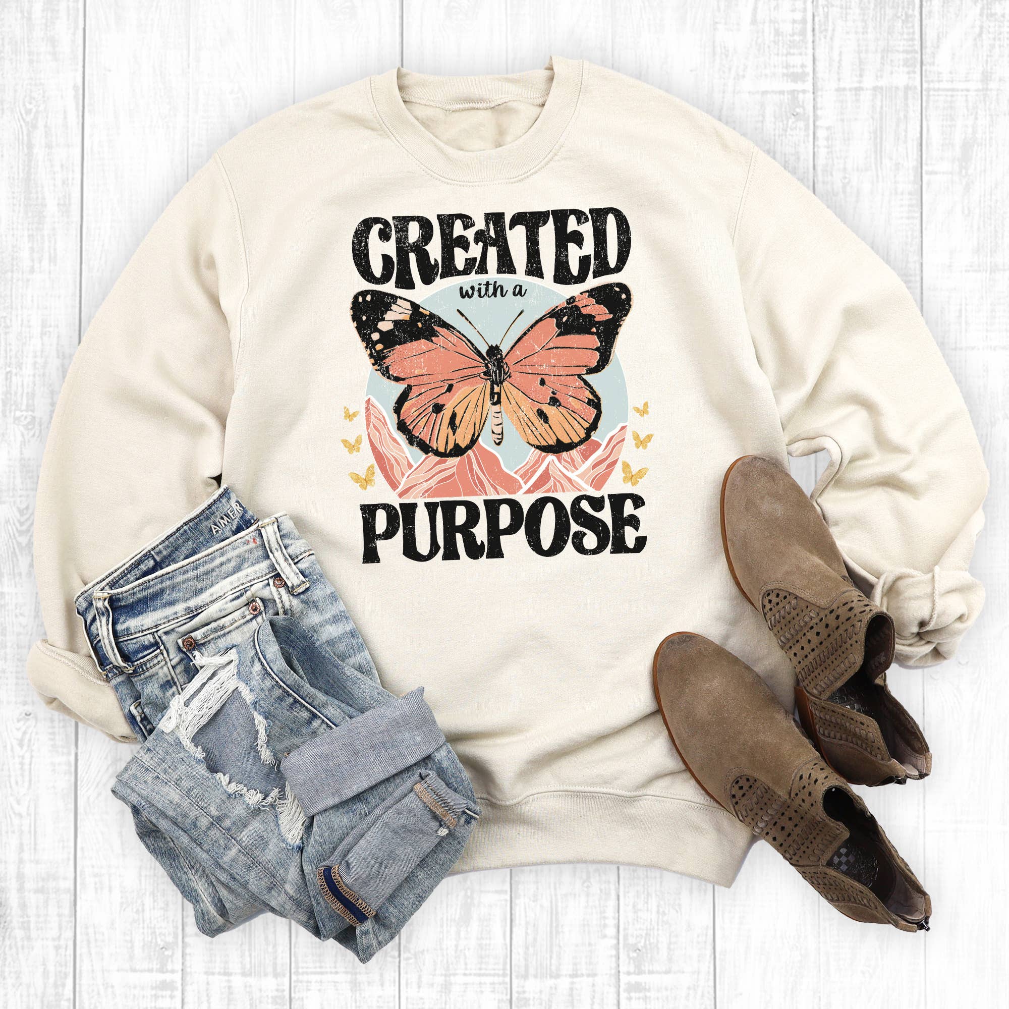 Boho Christian Created with A Purpose Sweatshirt