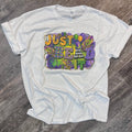 Just Bead It Mardi Gras Tee On White Tee