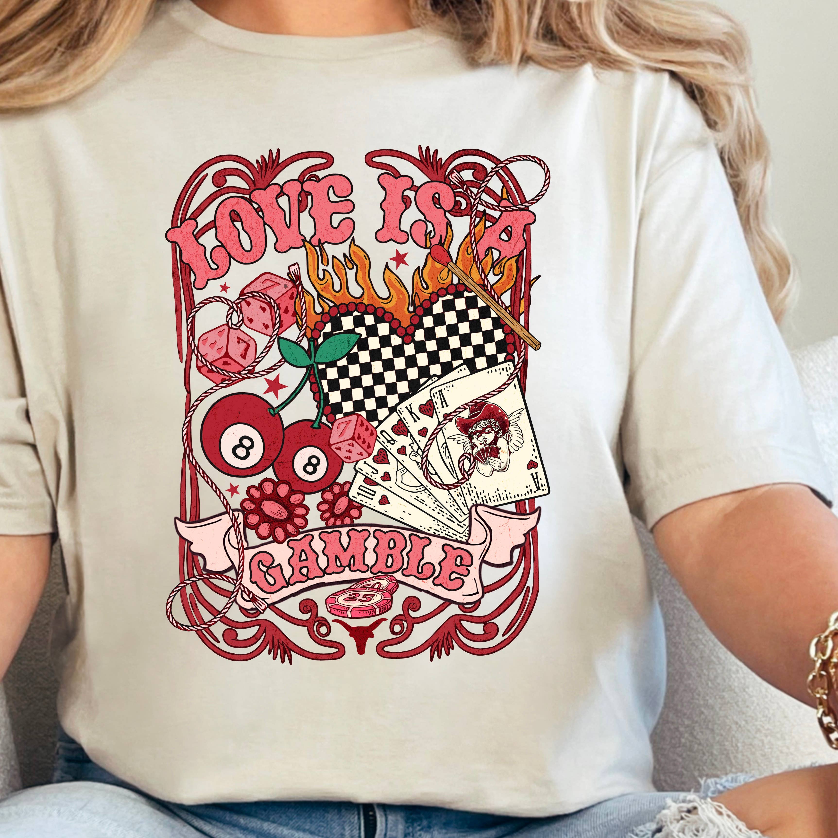 Love Is A Gamble  Valentine’S Day Graphic T-Shirt | Gildan