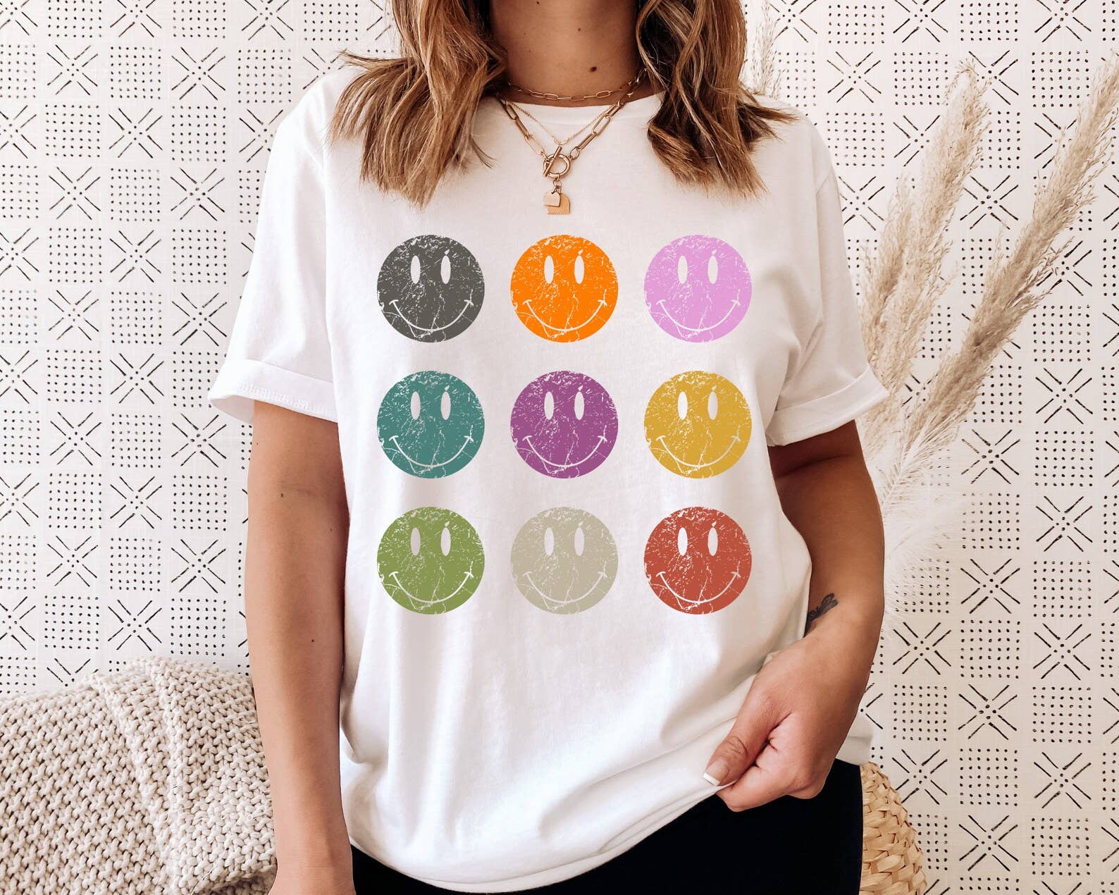 Happy Face Grid T-Shirt