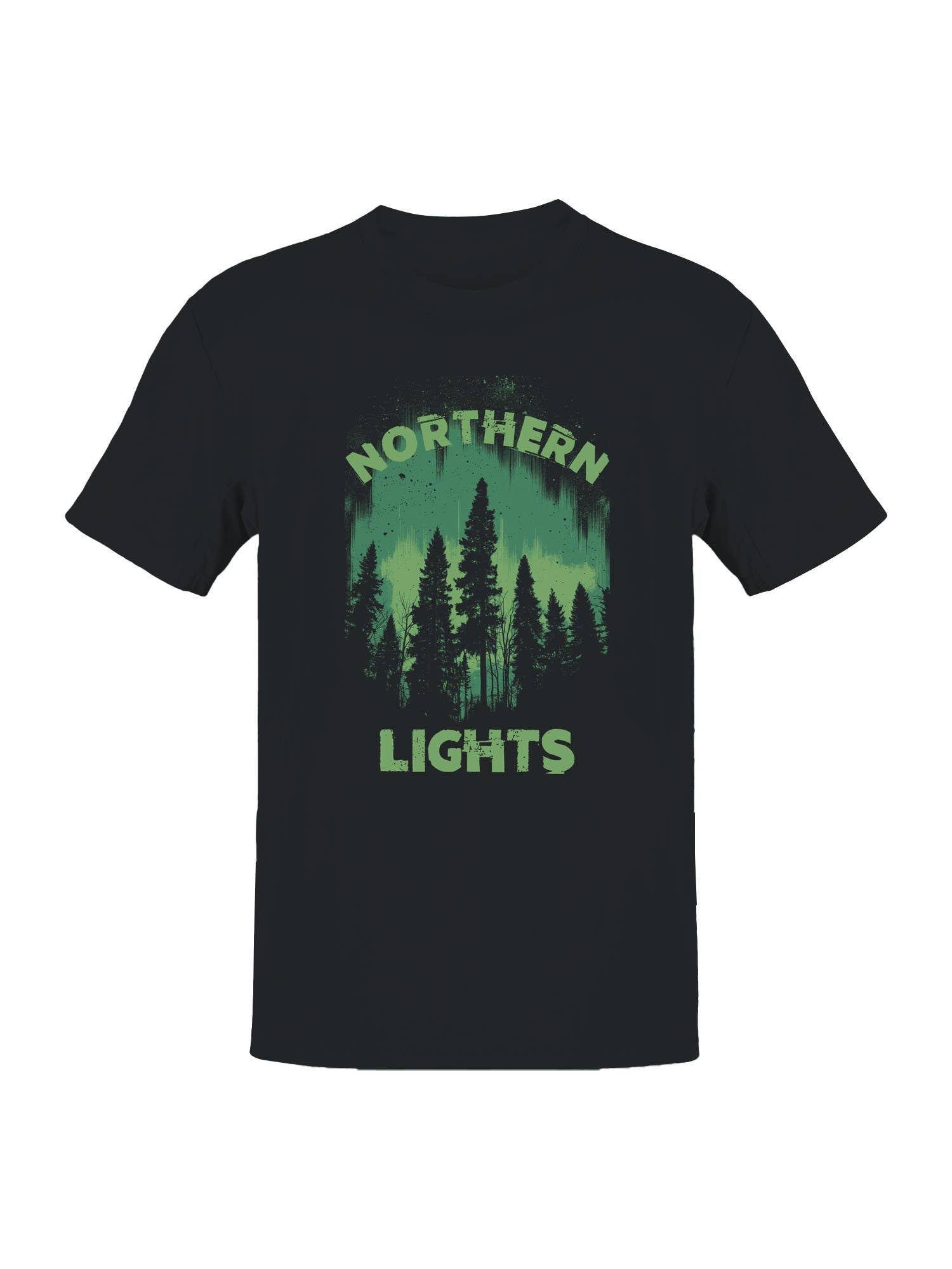 Northern Lights Forest Silhouette Men's T-Shirt