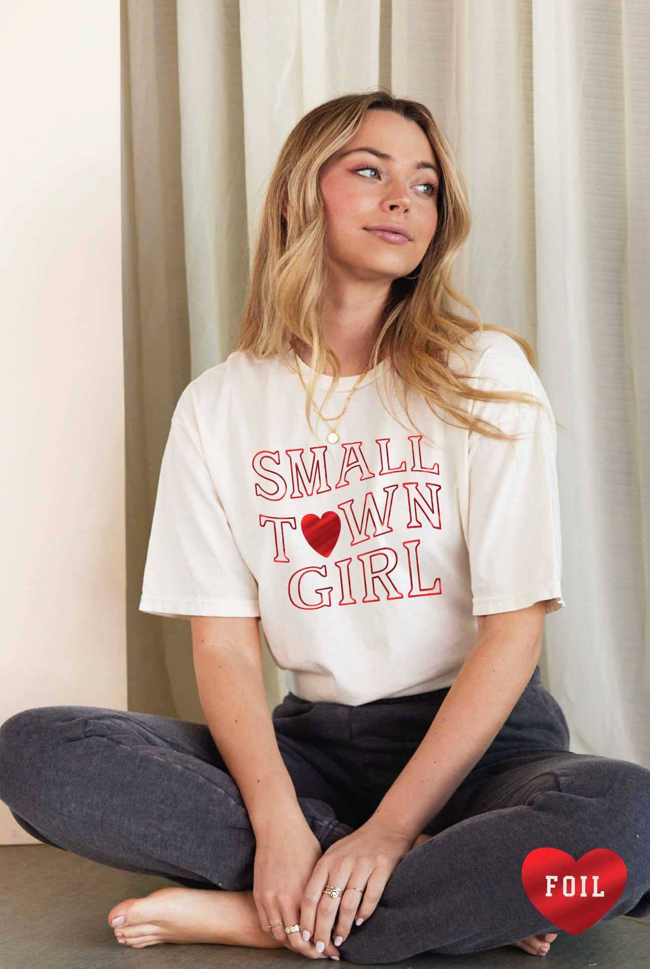 Small Town Girl Foil Mineral Washed Graphic Top