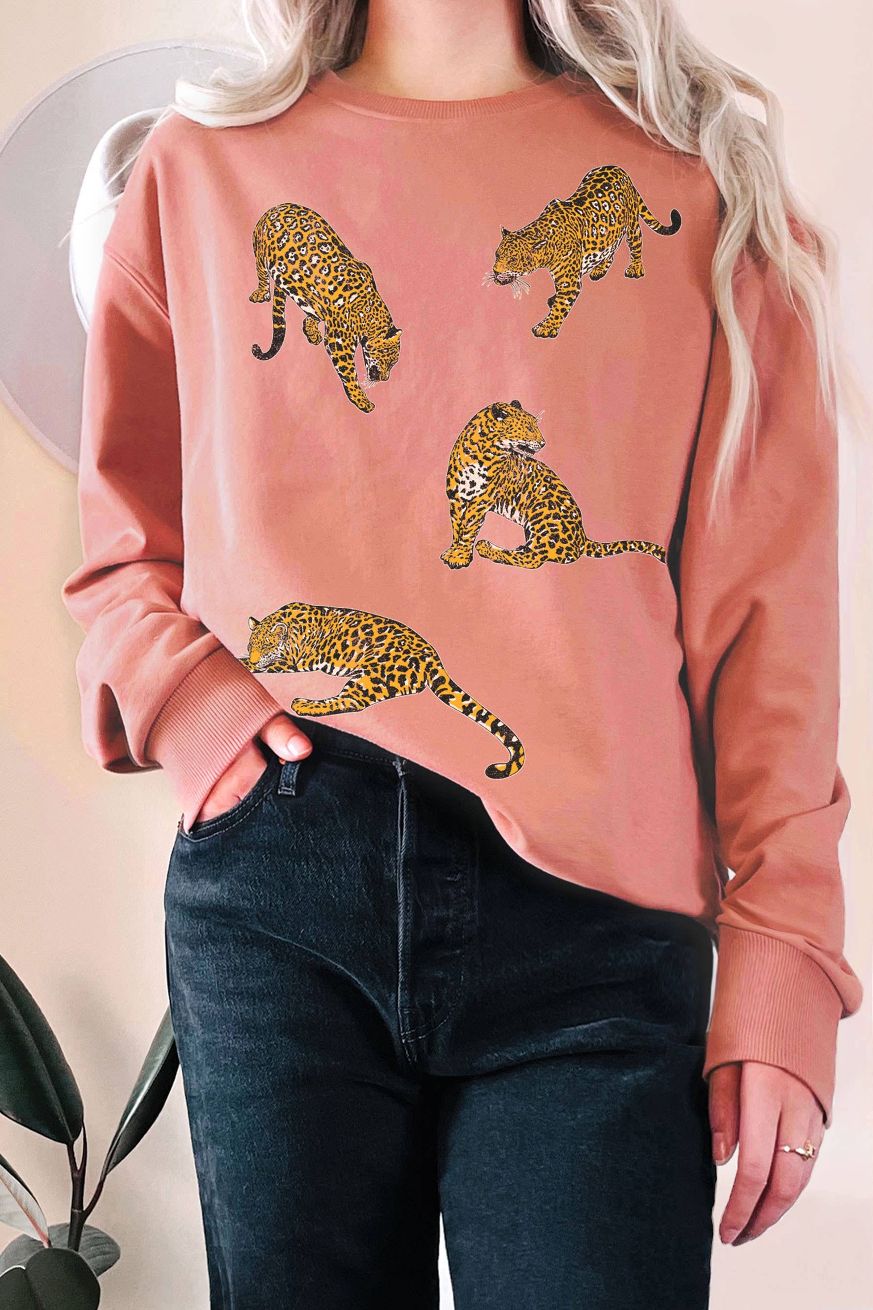 Three Leopards Graphic Terry Sweatshirts