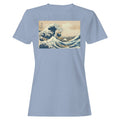 Surfing Wave Ukiyo-E Women's T-Shirt Light Blue