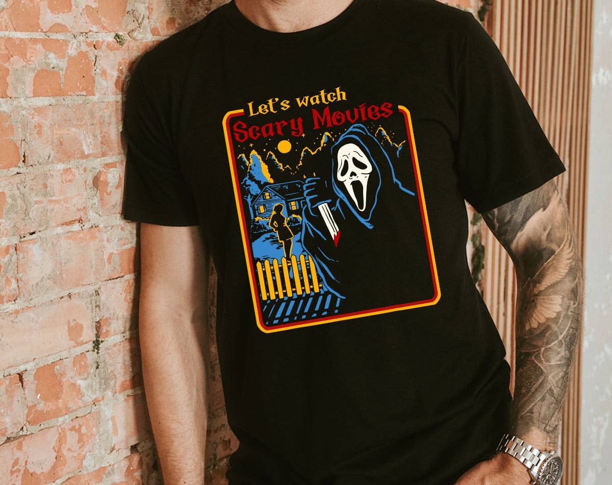 Let's Watch Horror Movies Scream - Retro Halloween T-Shirt