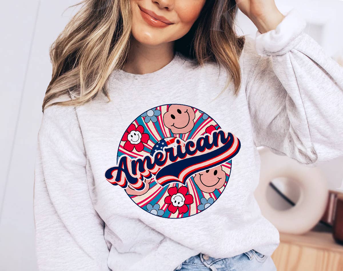 4th of July American Swirl Flower - Sweatshirt