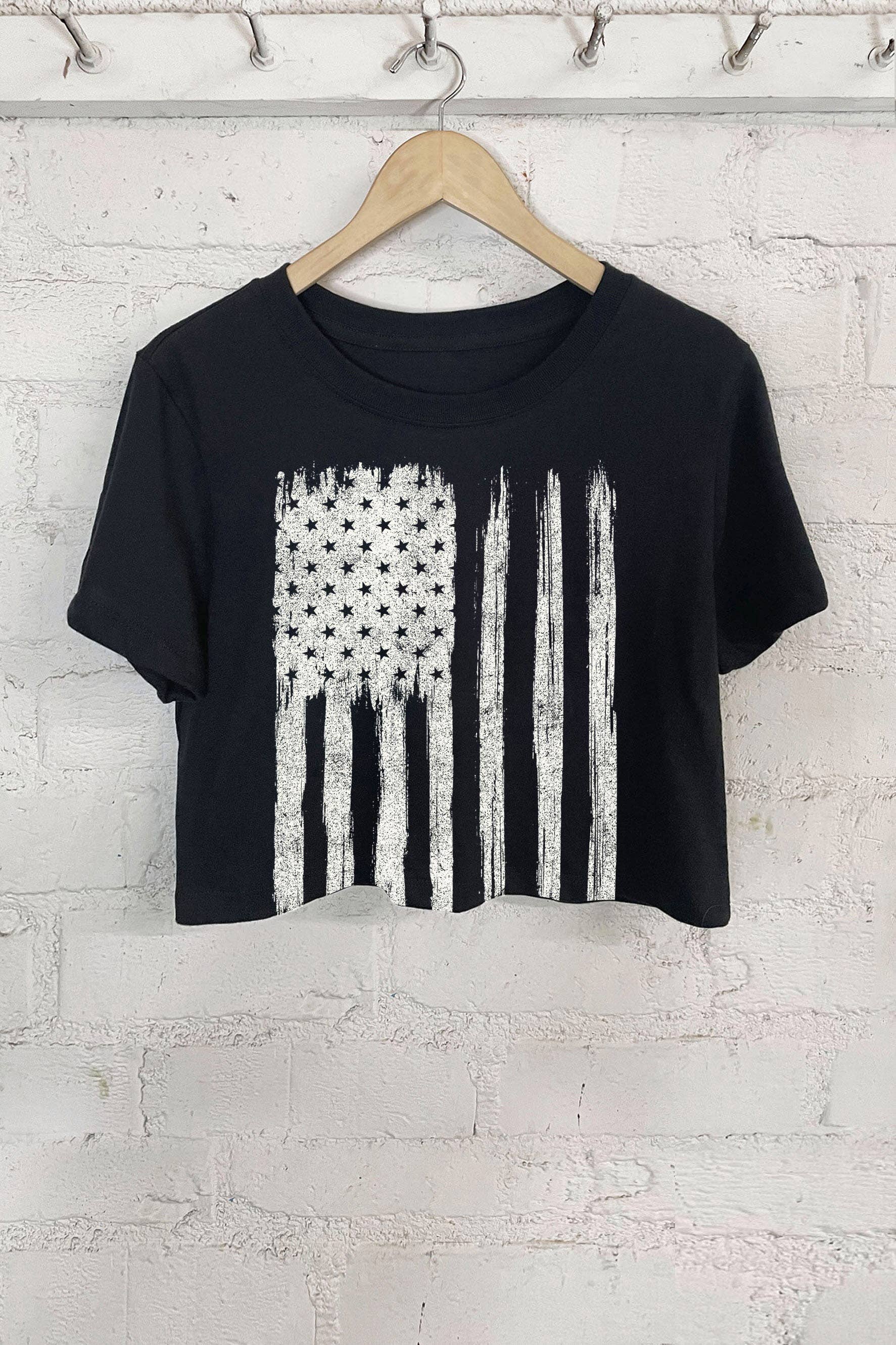 Women's USA Flag Screen Printed T-Shirt
