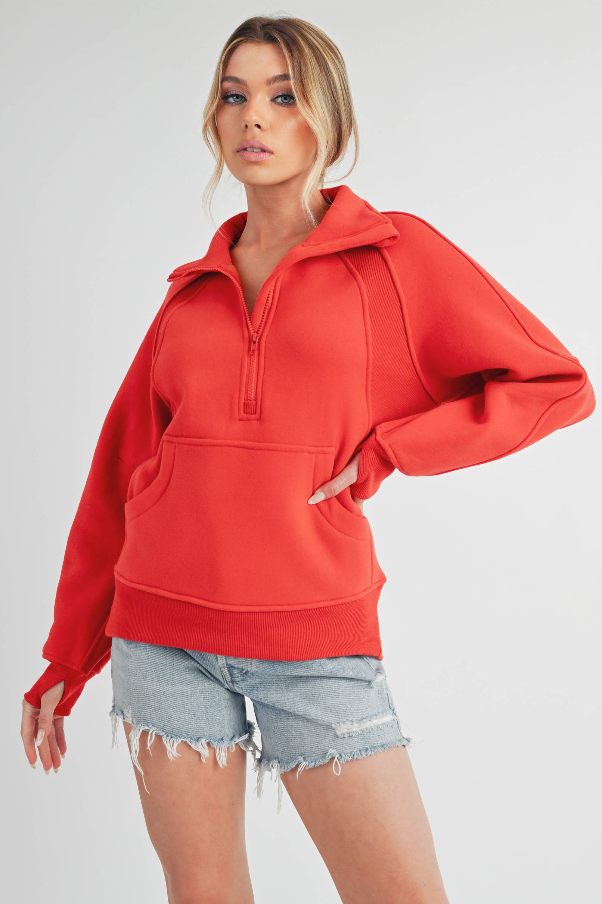 986DK Long Dove Funnel Neck Half Zip