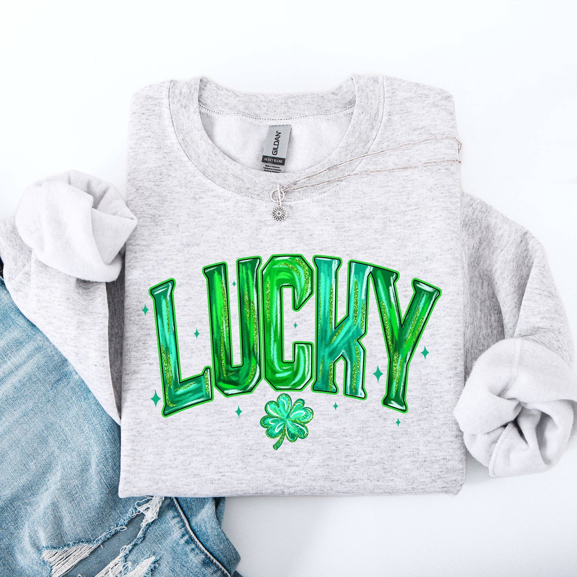 Glittery, Lucky, Colorful, St Patrick's Day Sweatshirt