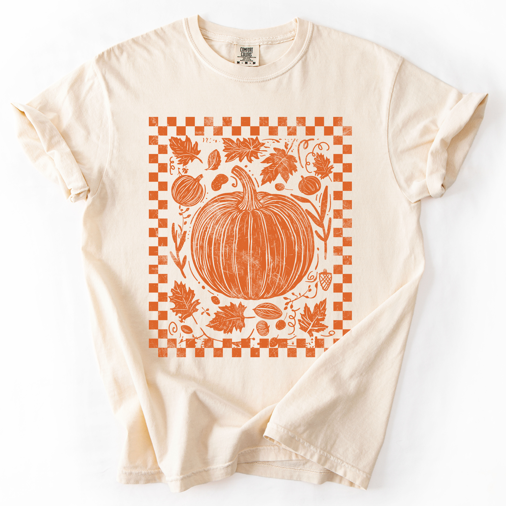 Checkered Pumpkin, Minimalist, Autumn, Fall, T-Shirt