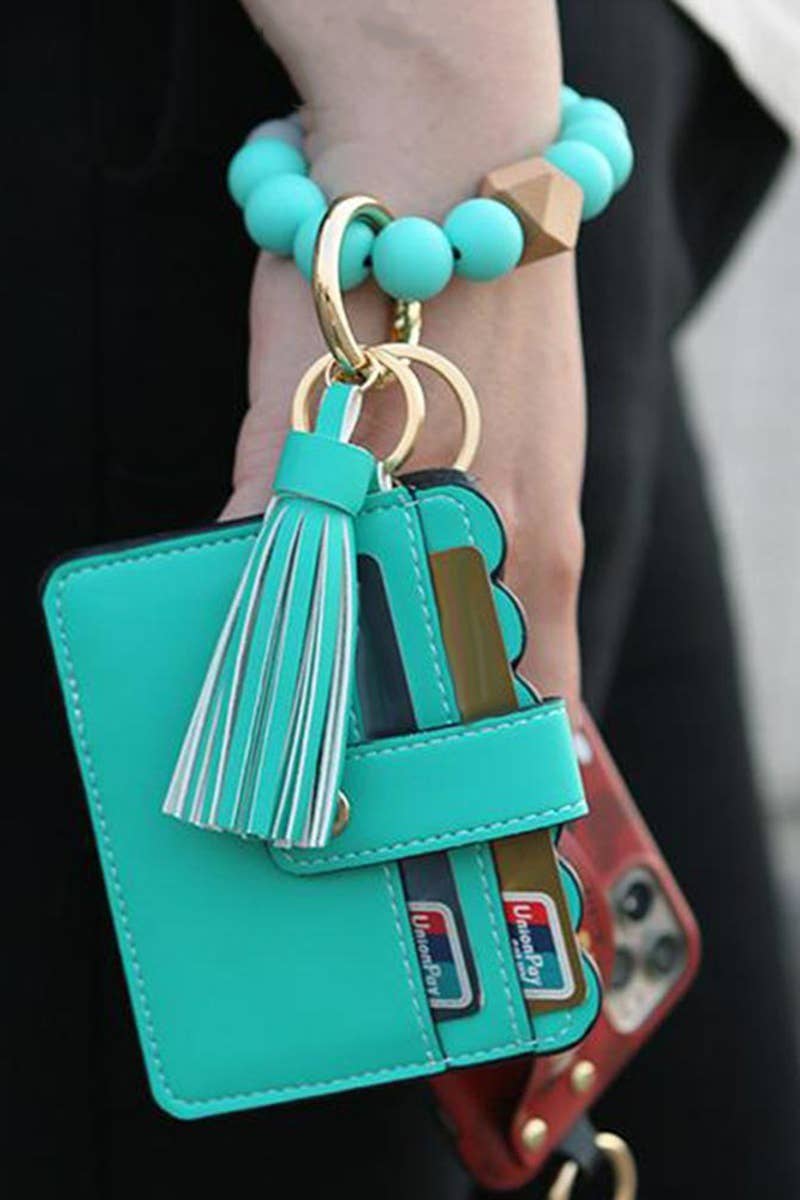 ....Beaded Bracelet Keychain Card Holder Wallet