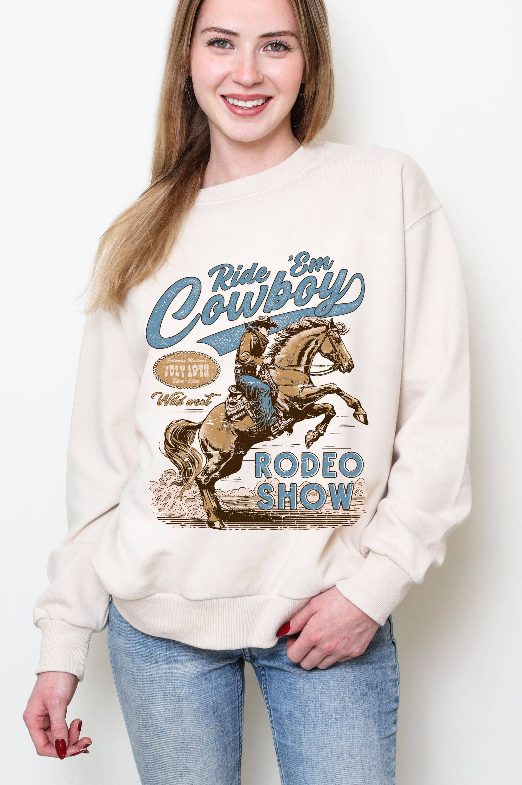 Ride'em Cowboy Graphic Brushed Sweatshirts
