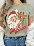 Santa and Rudolph Graphic T Shirts