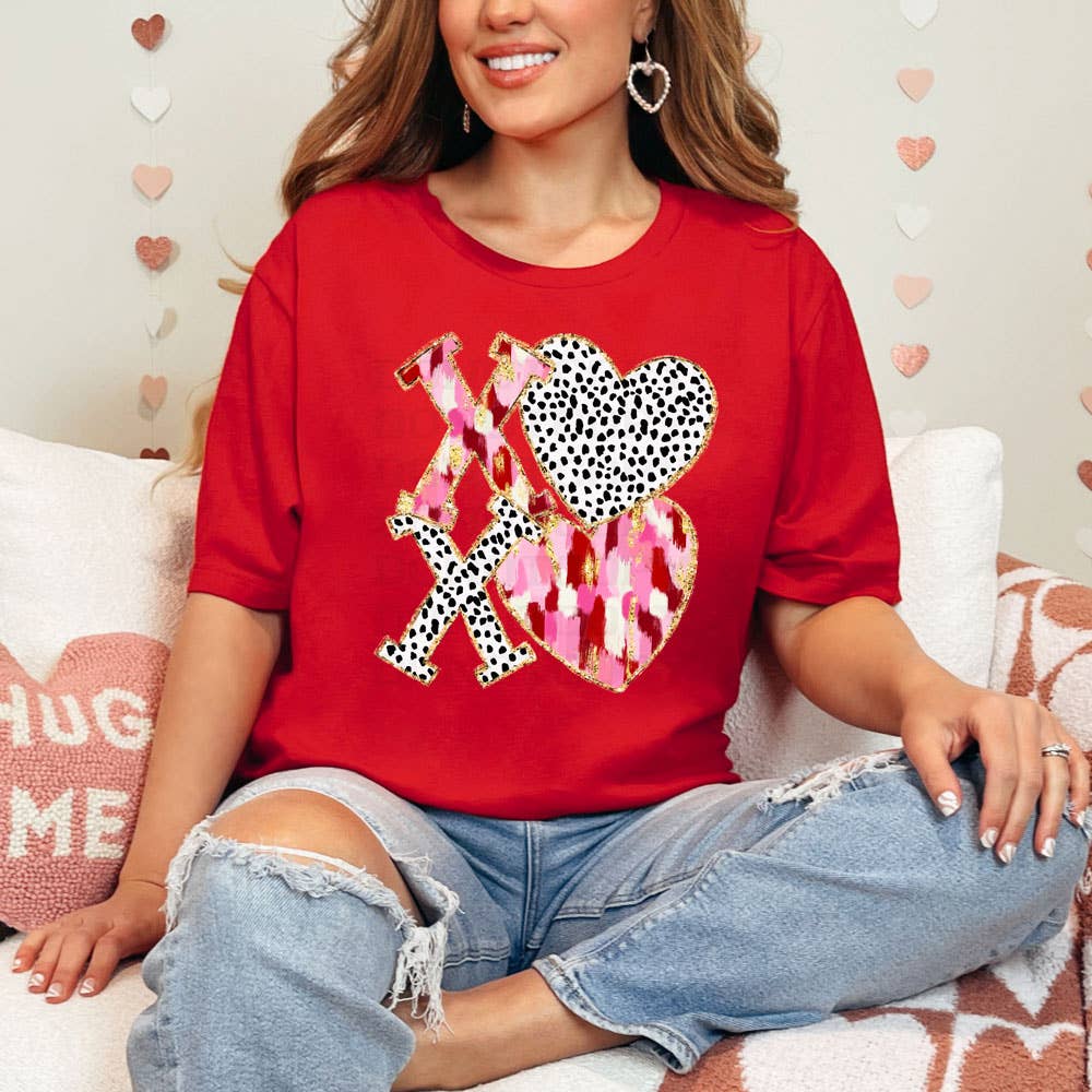 Xoxo Black Dots Faux Glitter Tee