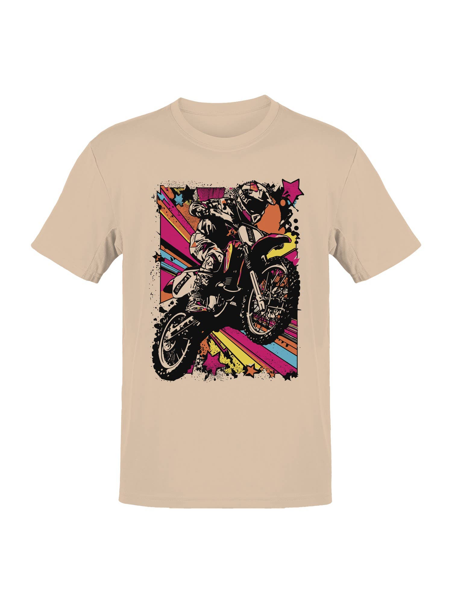 Neon Pop Art Motocross Rider Starburst Men's T-Shirt