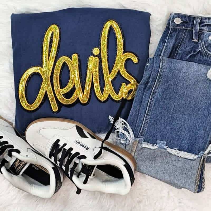 Devils Gold Sequin Patch Tee