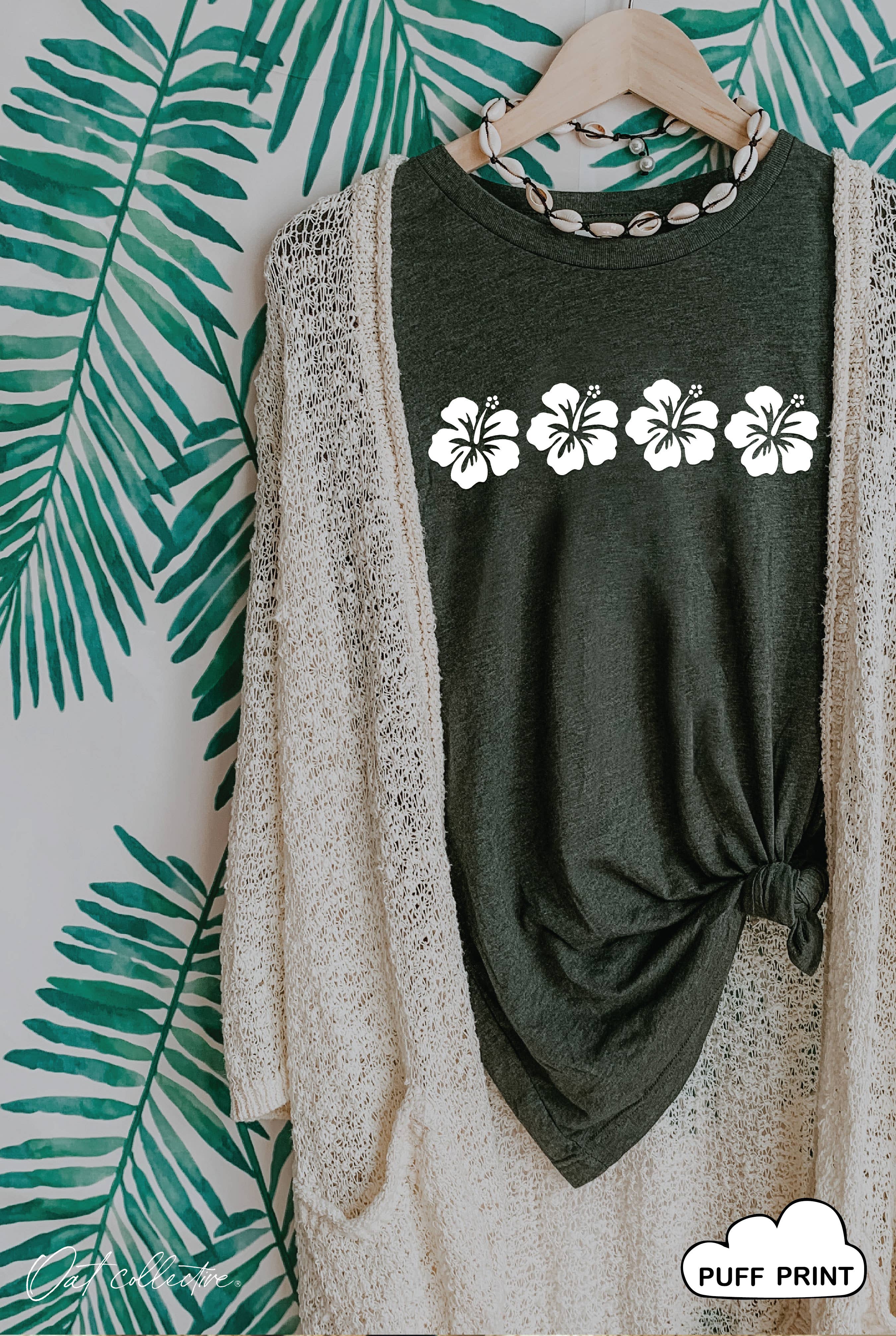 Hibiscus Row Puff Graphic T-Shirt