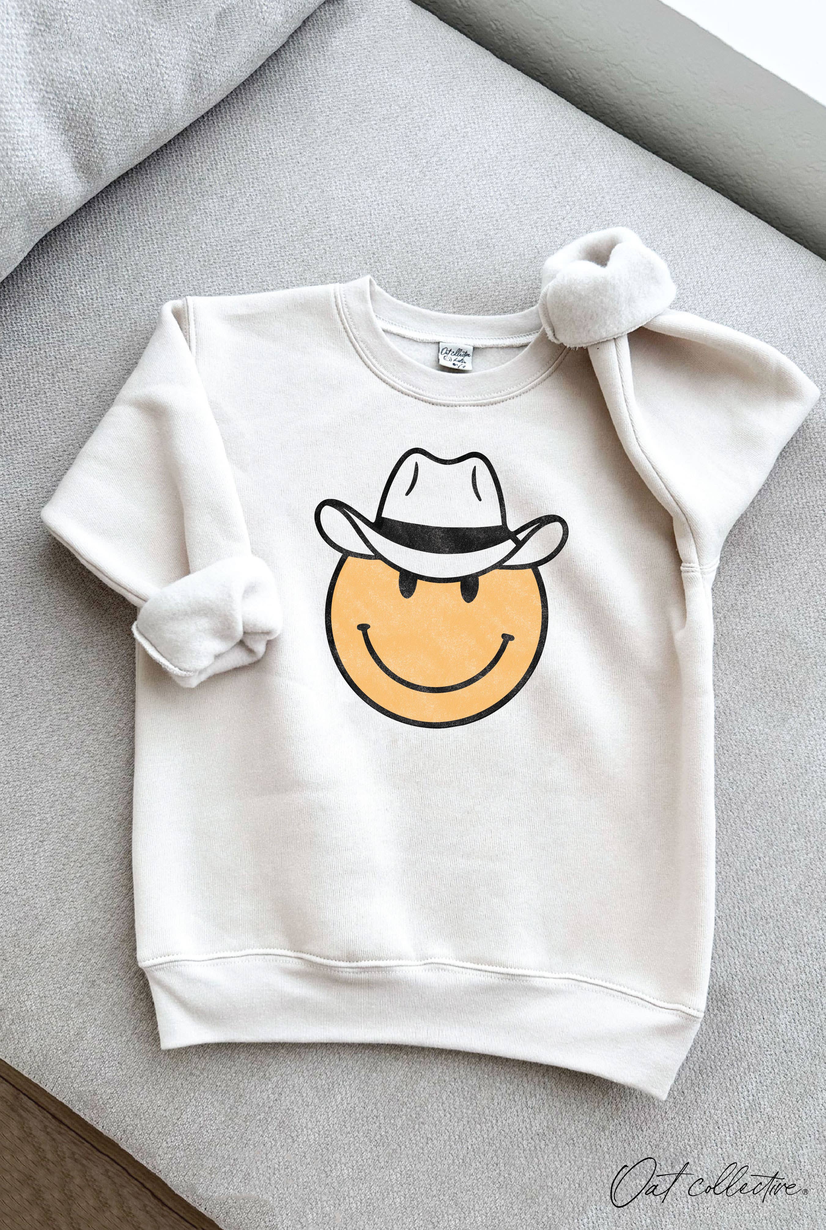 Cowboy Smiley Face Unisex Youth Graphic Sweatshirt