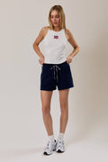 High Waist Gingham Contrast Sweatshorts