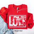 Love, Checkered, Hearts, Valentine's Day, Retro Sweatshirt