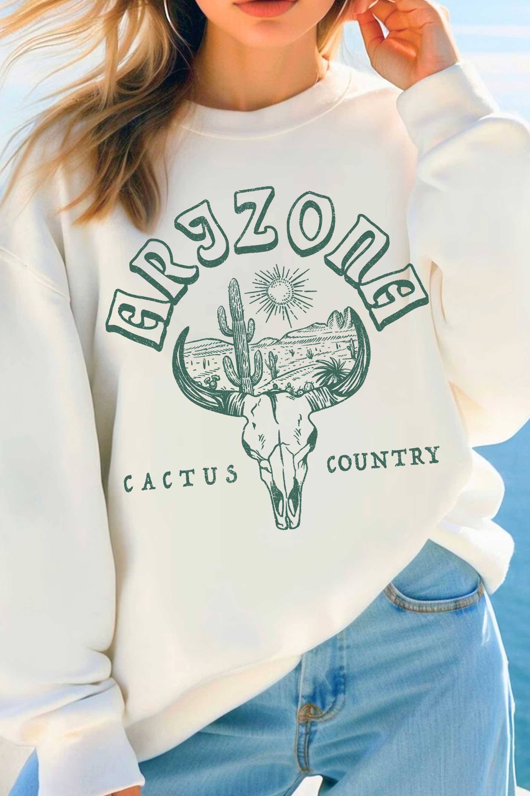 Arizona Cactus Country Graphic Brushed Sweatshirts