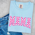 Hot Pink Checkered Mama Comfort Color Graphic Tee
