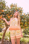 Border Print Halter Top