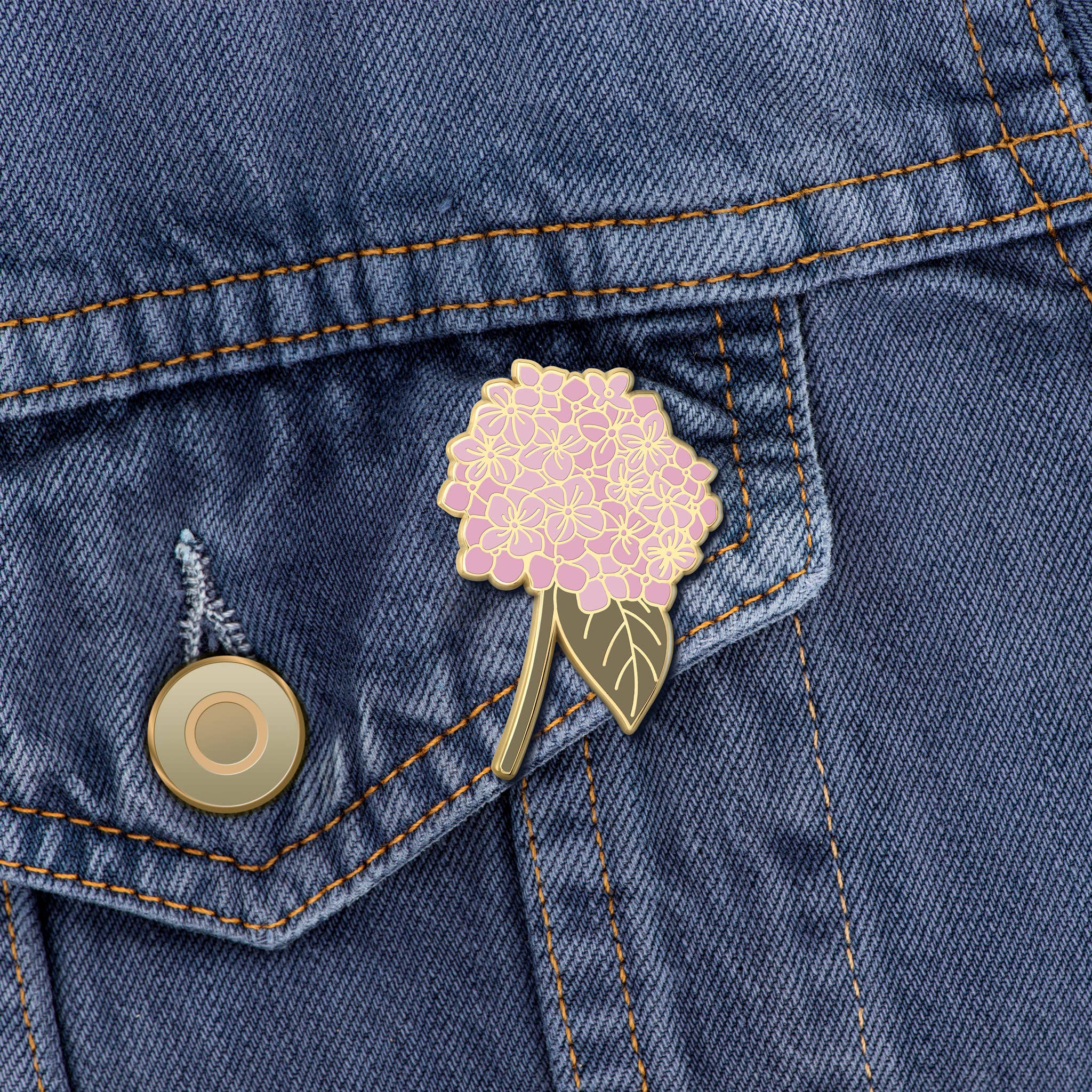 Hydrangea (Pink) Flower Enamel Pin | Wedding Lapel Pin