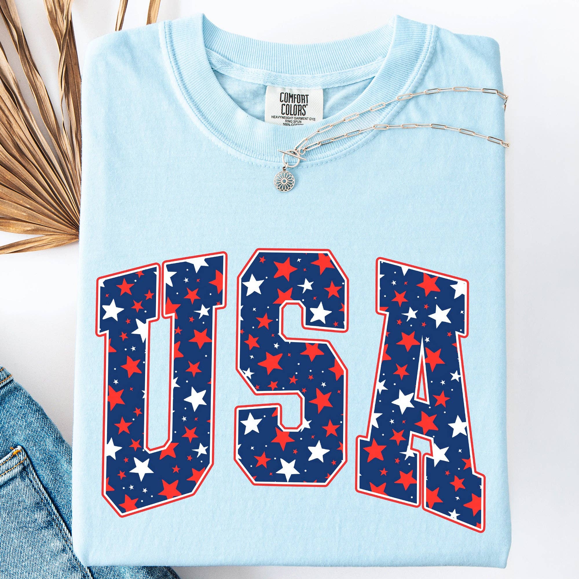 USA, Stars, Varsity America Patriotic Comfort Colors T-Shirt